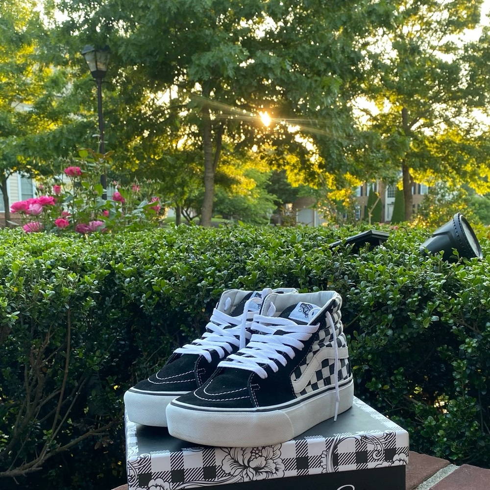 Vans Platform High Top Checkerboard Skate Shoe